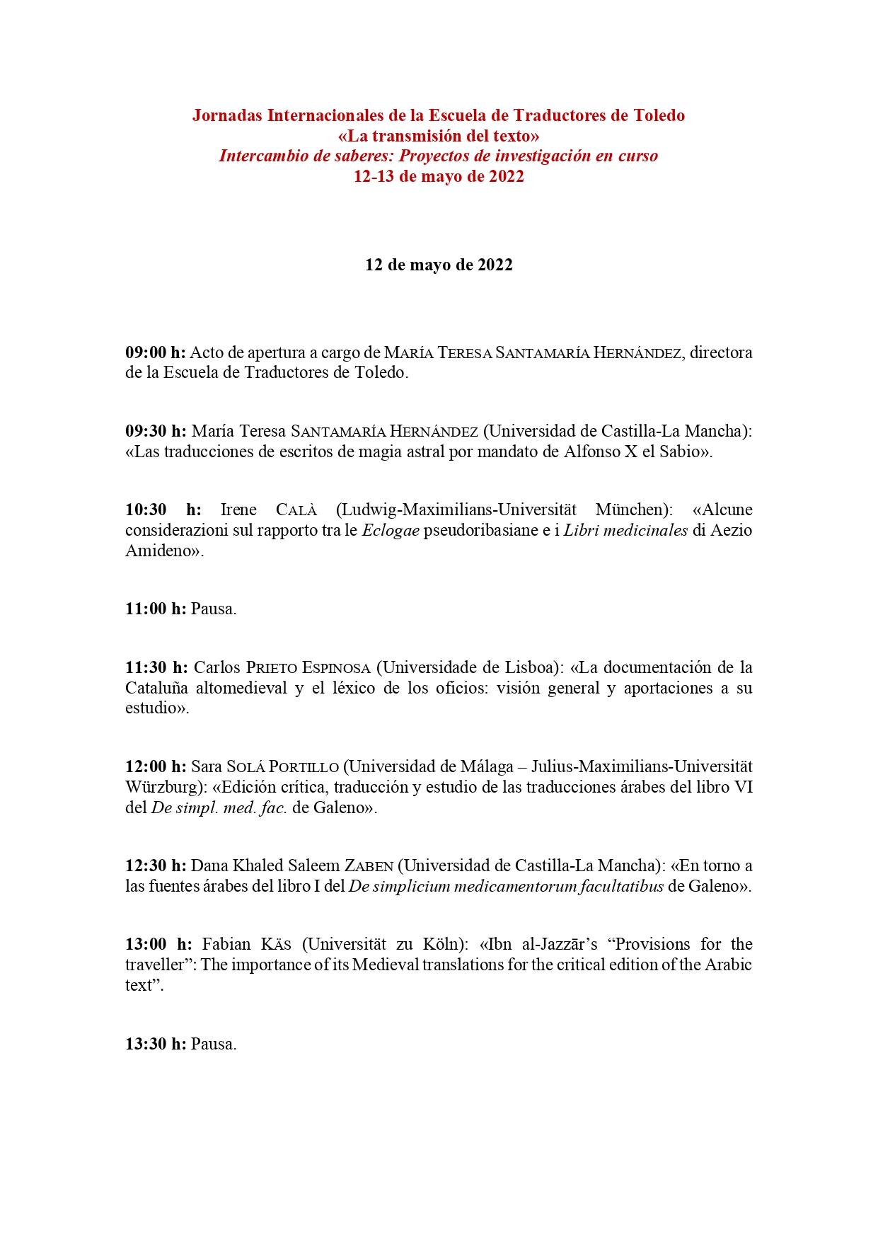Congreso Internacional «Traducción y progreso en la Edad Media: Alfonso X en el curso de una tradición»