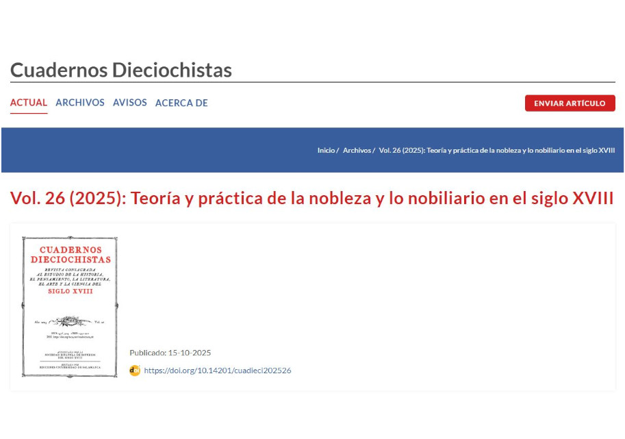 Publicación MONOGRÁFICO: TEORÍA Y PRÁCTICA DE LA NOBLEZA Y LO NOBILIARIO EN EL SIGLO XVIII