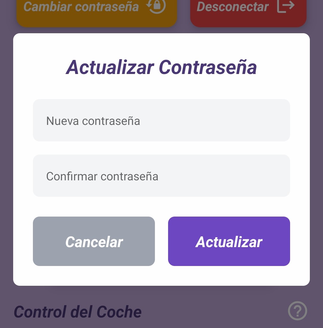 Imagen del modal de cambio de contraseña.