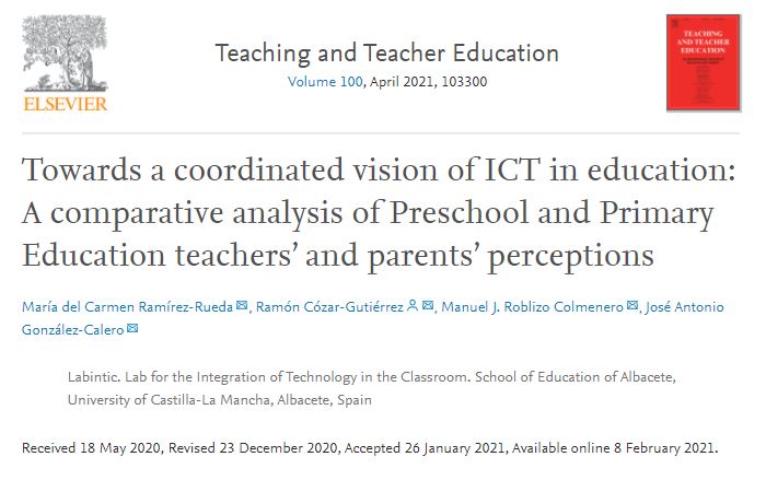 #NewPaper !! Towards a coordinated vision of ICT in education: A comparative analysis of Preschool and Primary Education teachers’ and parents’ perceptions