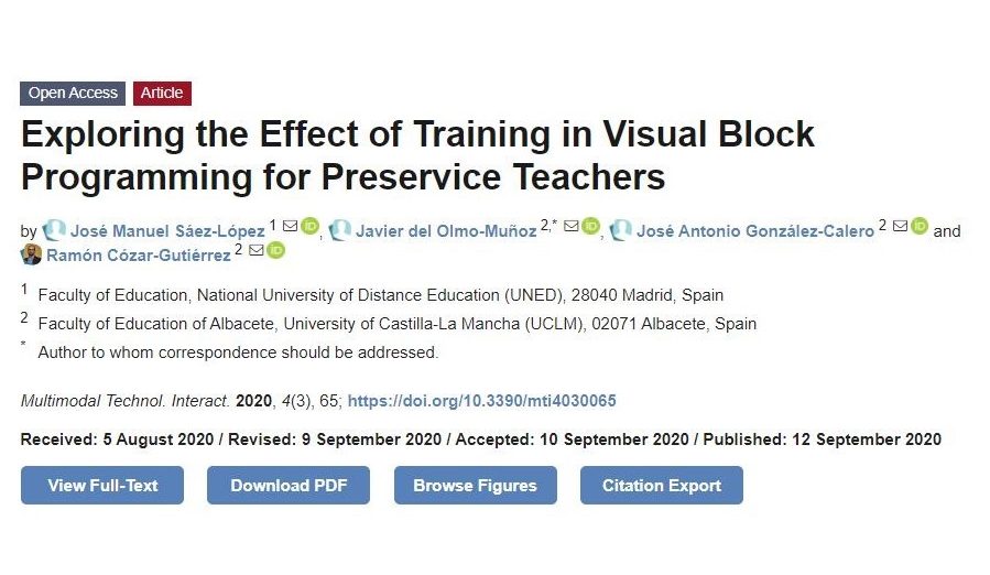 #NewPaper !! Exploring the Effect of Training in Visual Block Programming for Preservice Teachers.