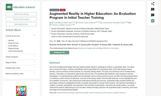 Augmented Reality in Higher Education: An Evaluation Program in Initial Teacher Training