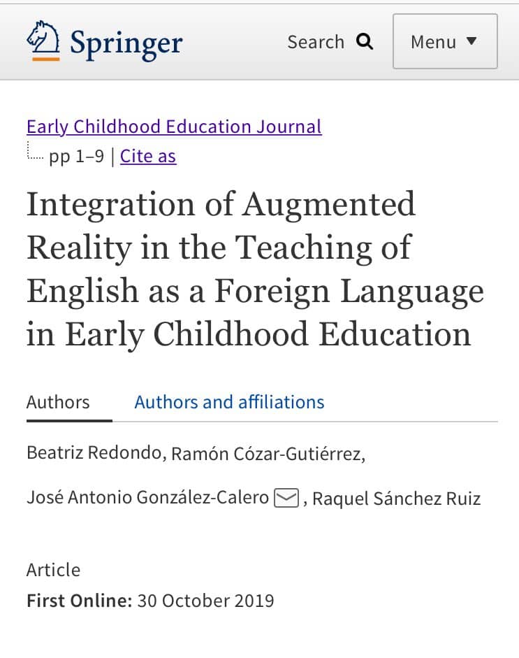 Integration of Augmented Reality in the Teaching of English as a Foreign Language in Early Childhood Education