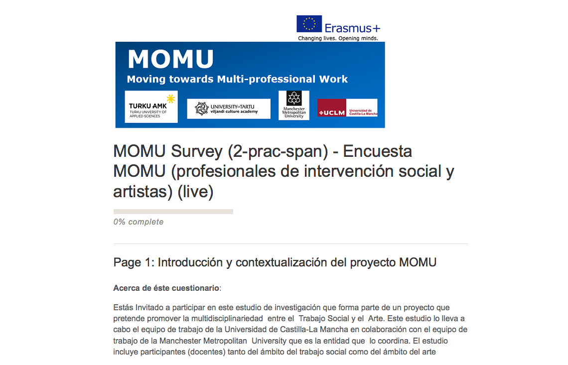 Abierta la encuesta MOMU para los profesionales de la intervención social y artistas