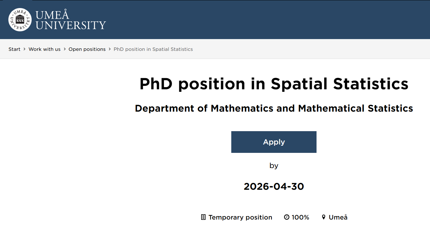 PhD in Spatial Statistics